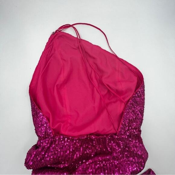 Anthropologie Zunilda Gutierrez Sequin Jumpsuit Pink Wide Leg Special Occassion - Picture 9 of 13